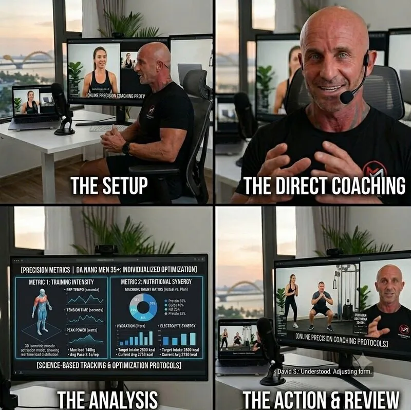 Online coaching setup: video calls, direct coaching, data-driven analysis and workout review